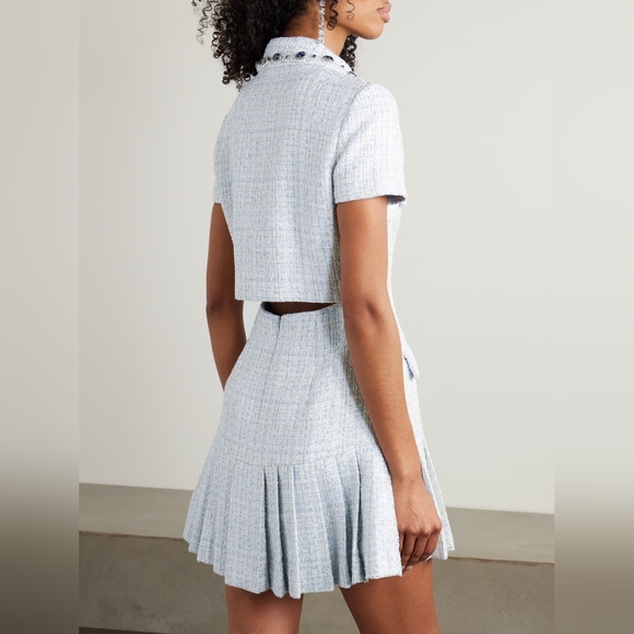 Self-Portrait Diamanté-Embellished Bouclé Minidress Size 2 - Picture 3 of 10